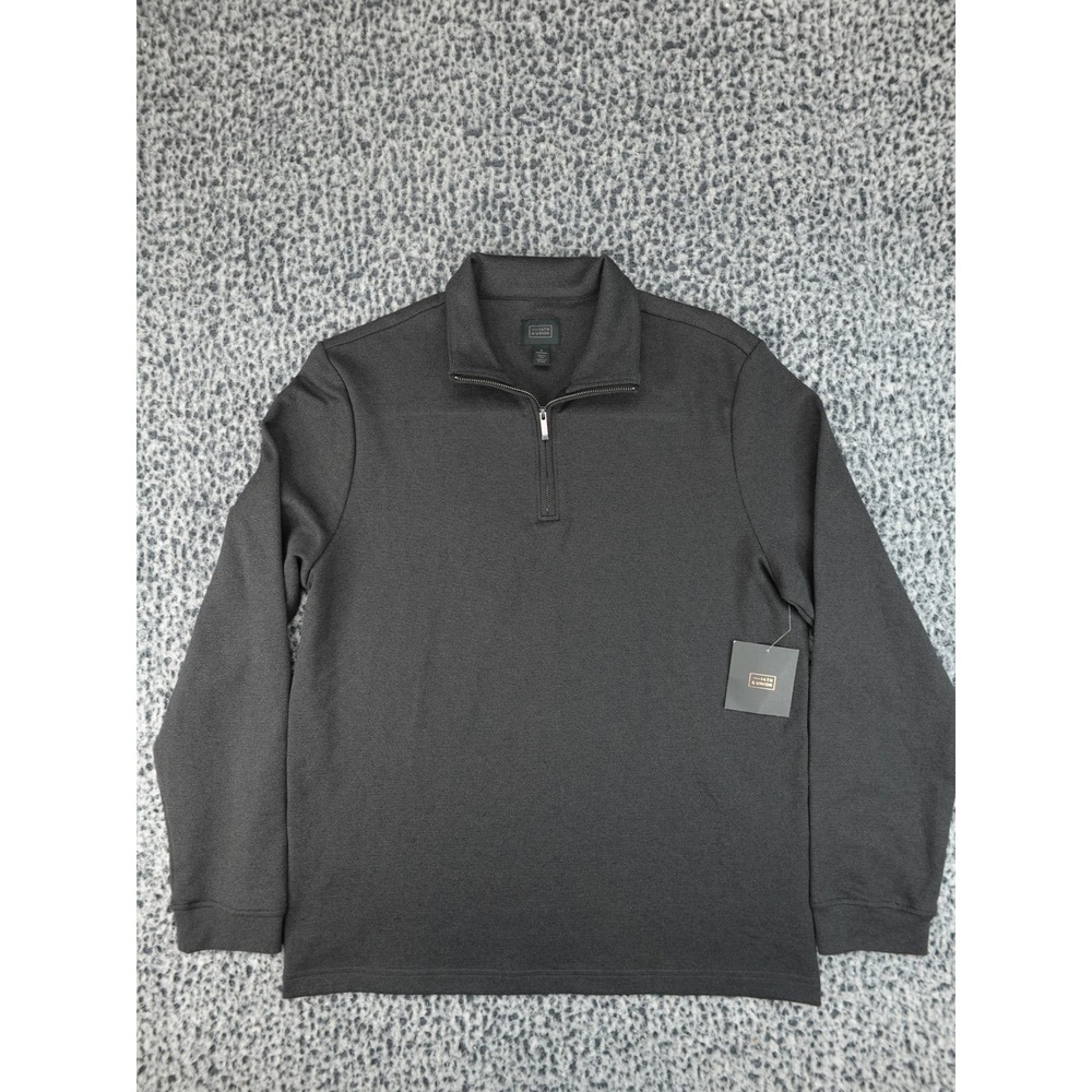 14th & Union Quarter Zip Mens Medium Black Rock Grey NWT Textured PulloveR